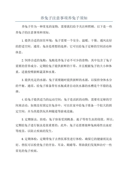 养兔子注意事项养兔子须知