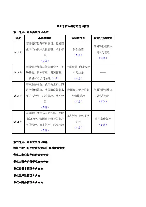 中级经济师-金融-考点强化、第四章商业银行经营与管理(一)