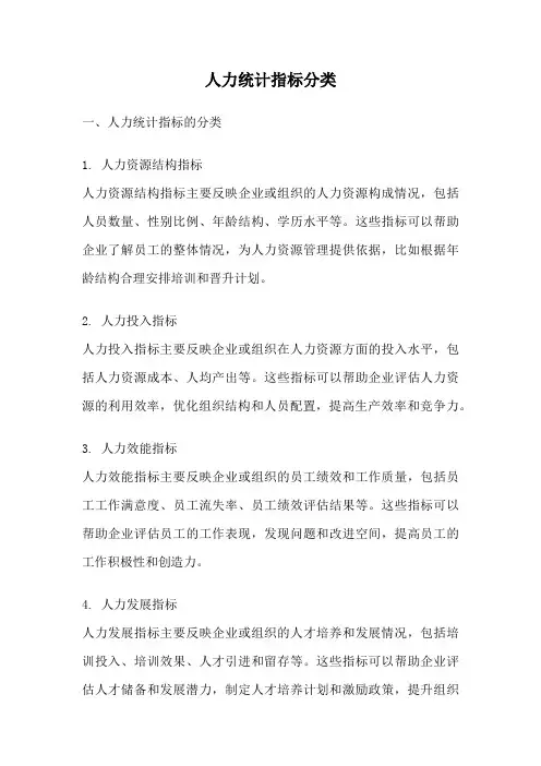 人力统计指标分类