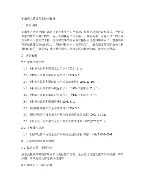 矿山应急救援预案编制标准
