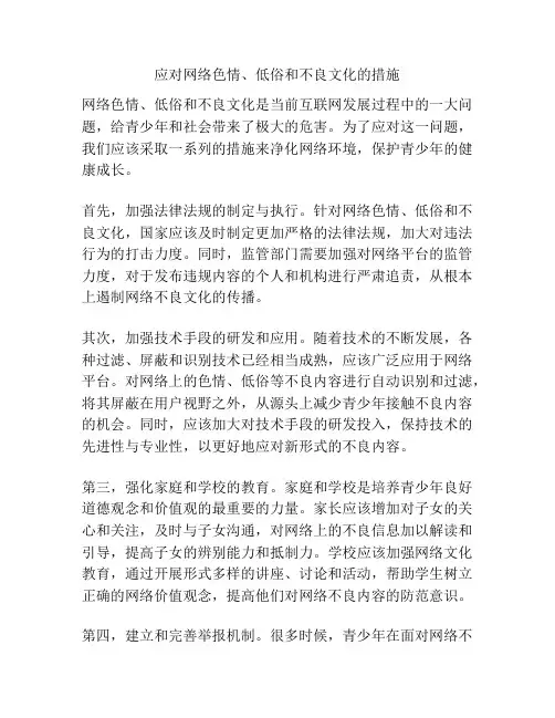 应对网络色情、低俗和不良文化的措施