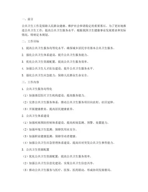 公卫工作规划