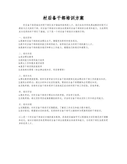 村后备干部培训方案