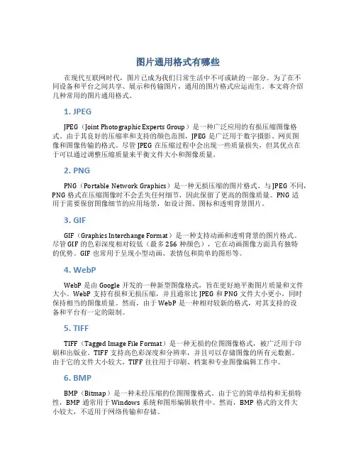 图片通用格式有哪些