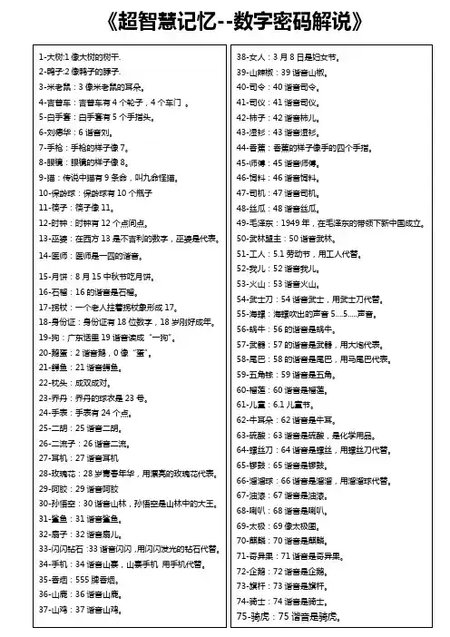 数字密码顺序