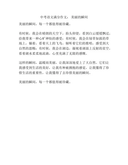 中考语文满分作文： 美丽的瞬间