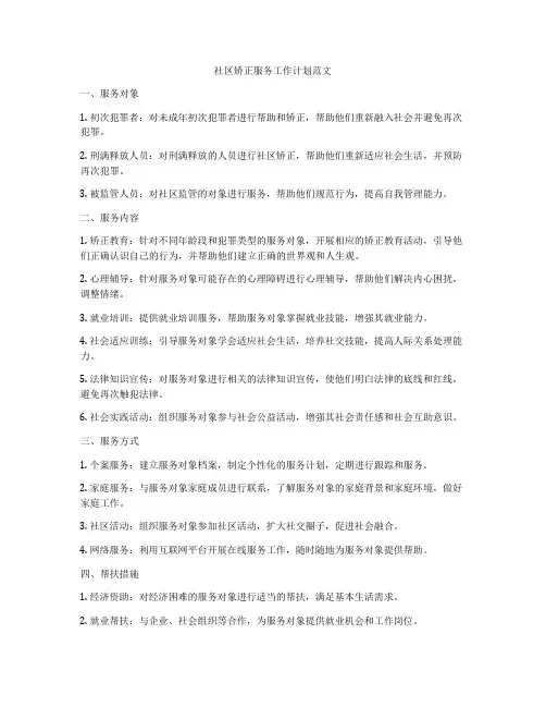 社区矫正服务工作计划范文