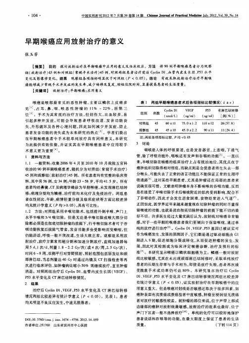 早期喉癌应用放射治疗的意义