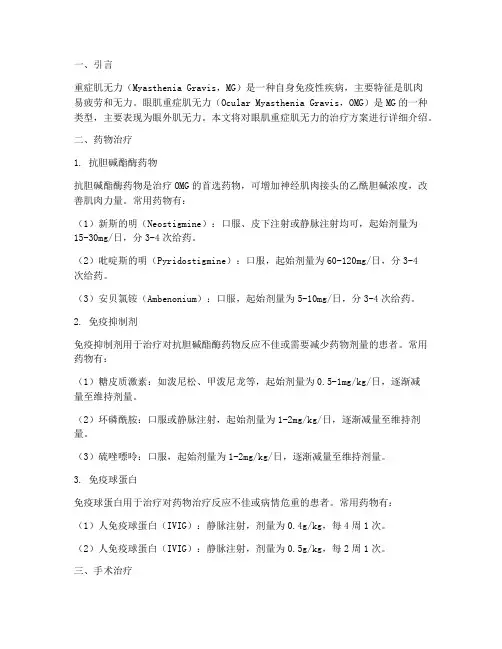眼肌重症肌无力治疗方案