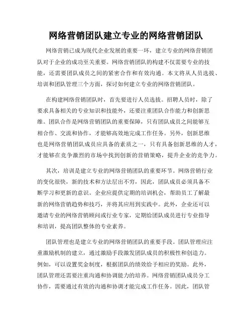 网络营销团队建立专业的网络营销团队