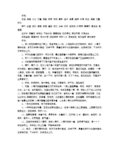 小兵张嘎好词好句摘抄