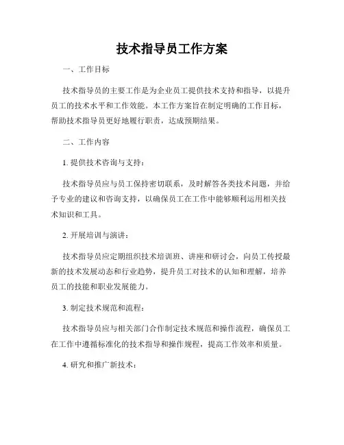 技术指导员工作方案
