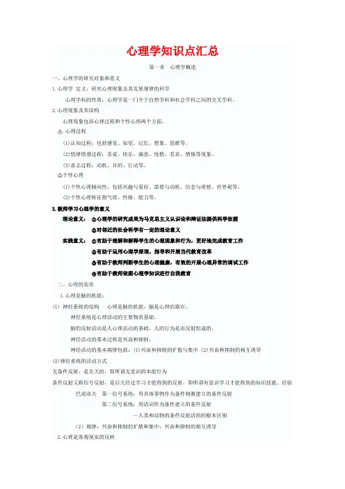 超齐全山香版心理学知识点汇总