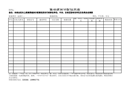 行政事业单位及干部职工政策性住房排查工作表