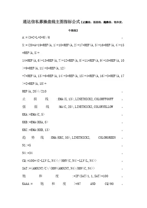 通达信私募操盘线主图指标公式通达信私募操盘线主图指标公式【止损线强弱线趋势线饱和度牛熊线】