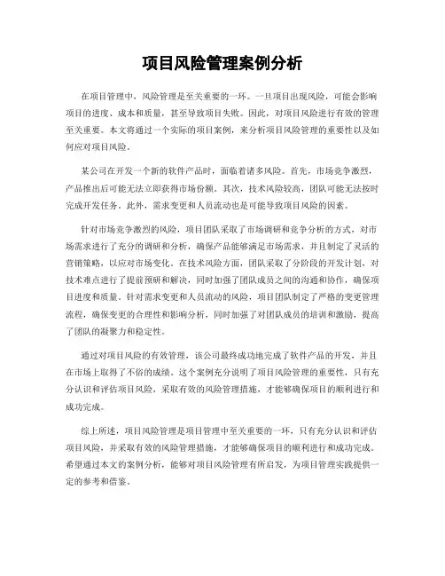 项目风险管理案例分析