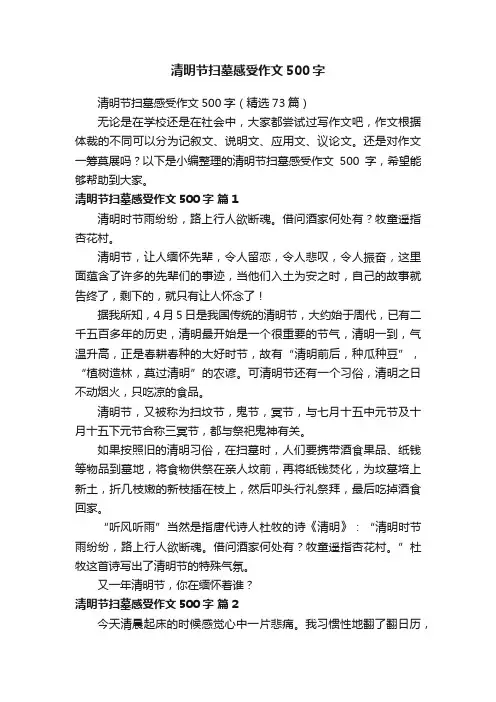 清明节扫墓感受作文500字