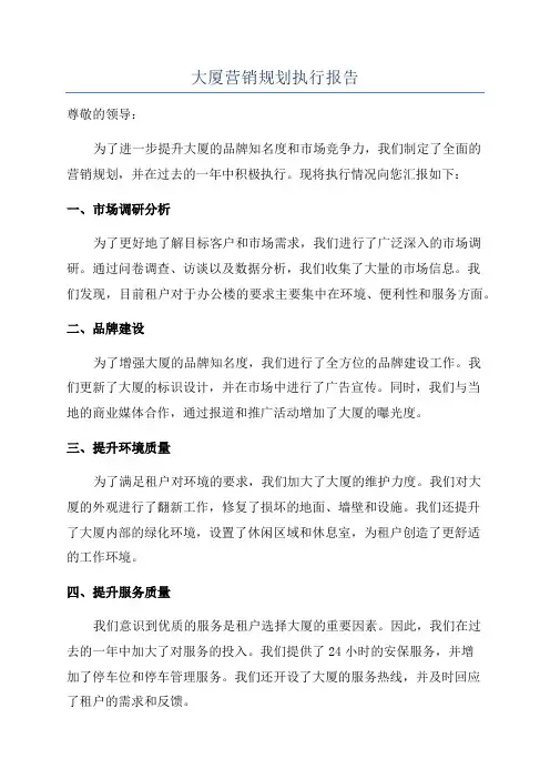 大厦营销规划执行报告