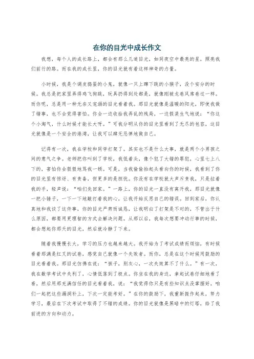 在你的目光中成长作文