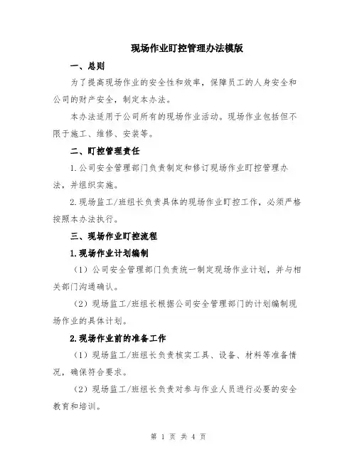 现场作业盯控管理办法模版