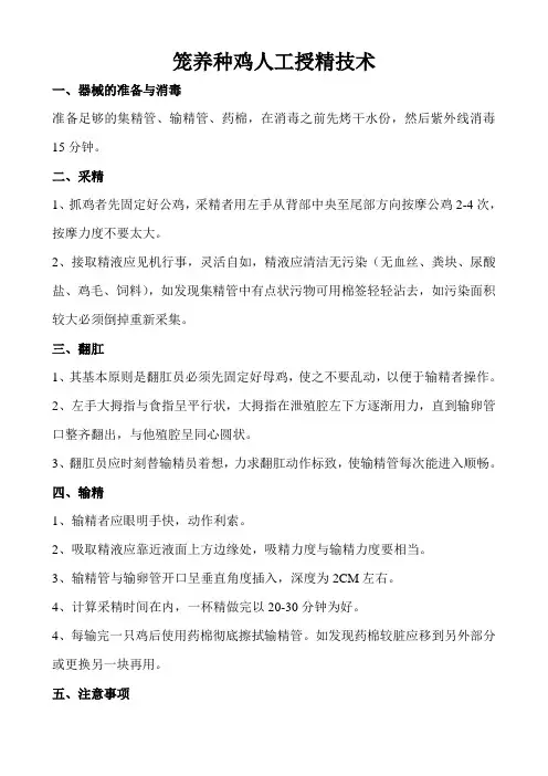 笼养种鸡人工授精技术