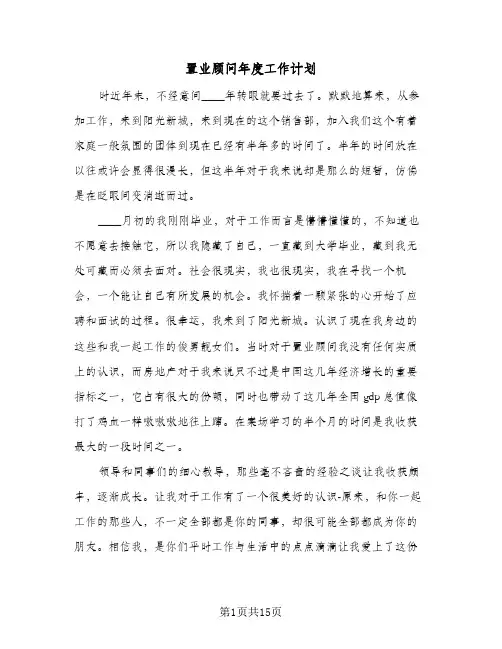 置业顾问年度工作计划(5篇)