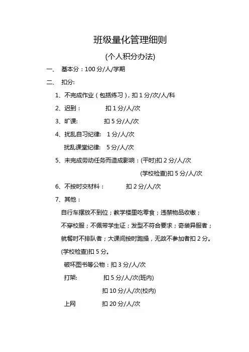 班级个人量化积分