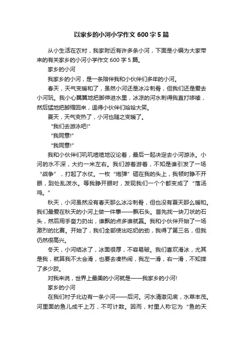 以家乡的小河小学作文600字5篇