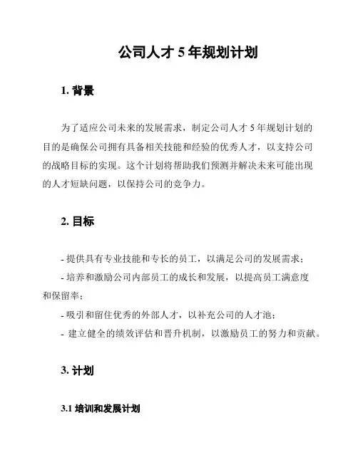 公司人才5年规划计划
