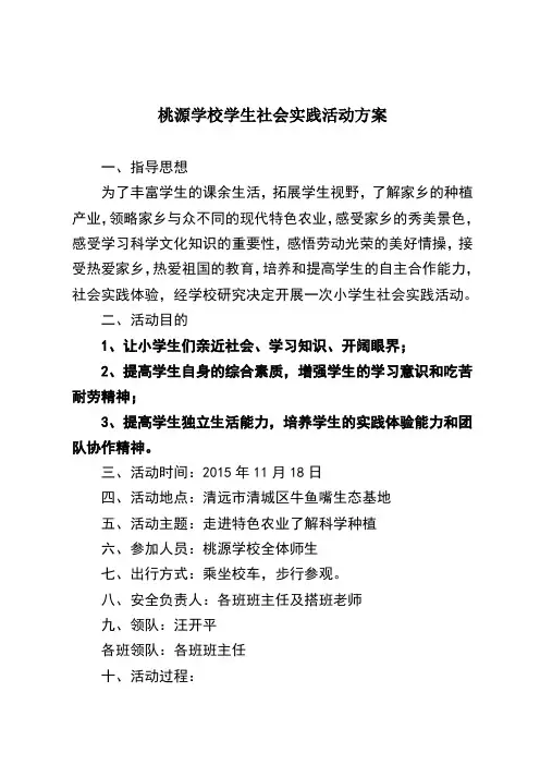小学生社会实践活动方案、总结、纪实