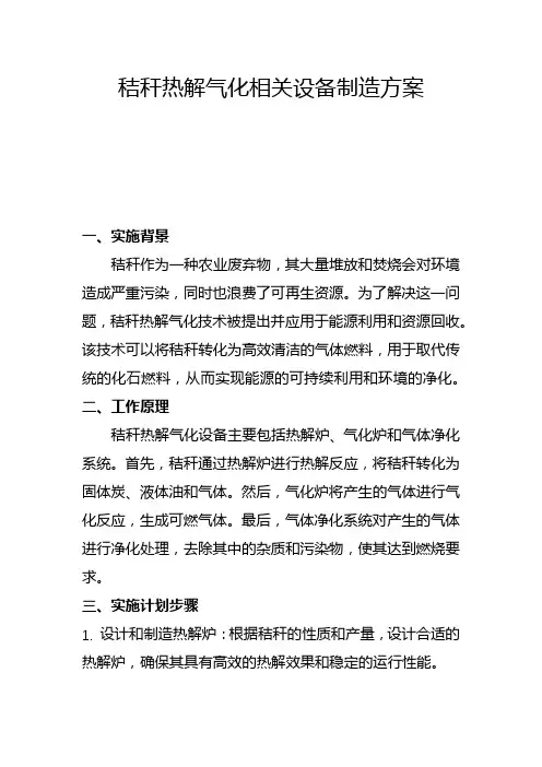 秸秆热解气化相关设备制造方案(五)