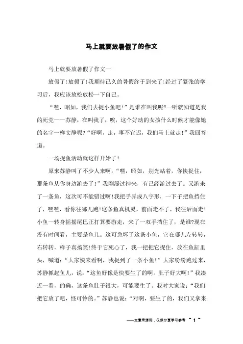 马上就要放暑假了的作文