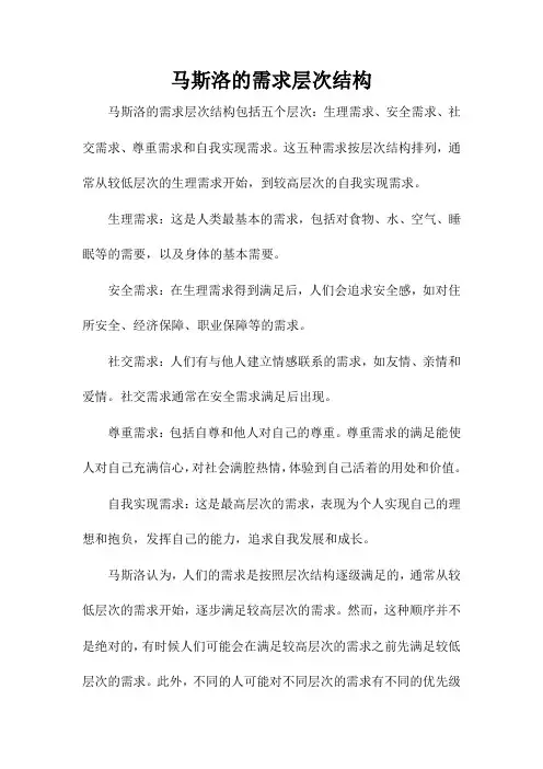 马斯洛的需求层次结构