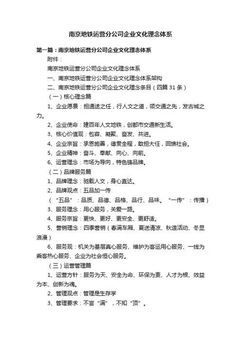南京地铁运营分公司企业文化理念体系