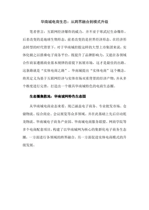 华南城电商生态：从跨界融合到模式升级