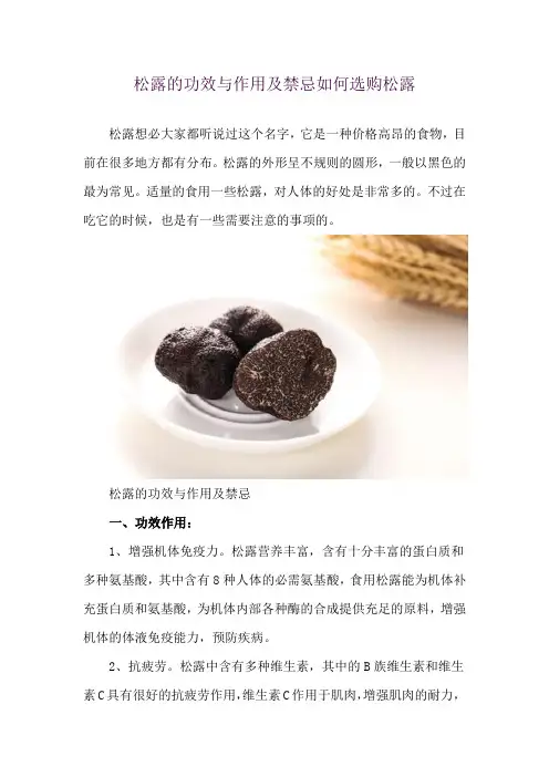 松露的功效与作用及禁忌 如何选购松露