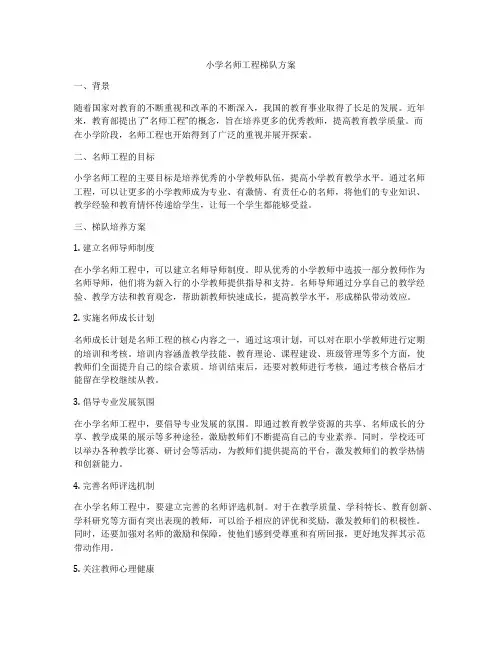 小学名师工程梯队方案