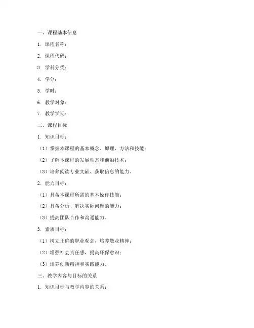 技校课程教学大纲模板