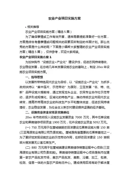 农业产业项目实施方案