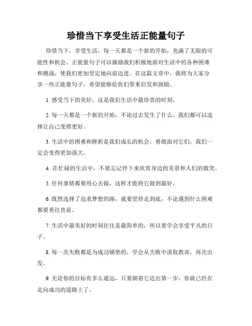 珍惜当下享受生活正能量句子