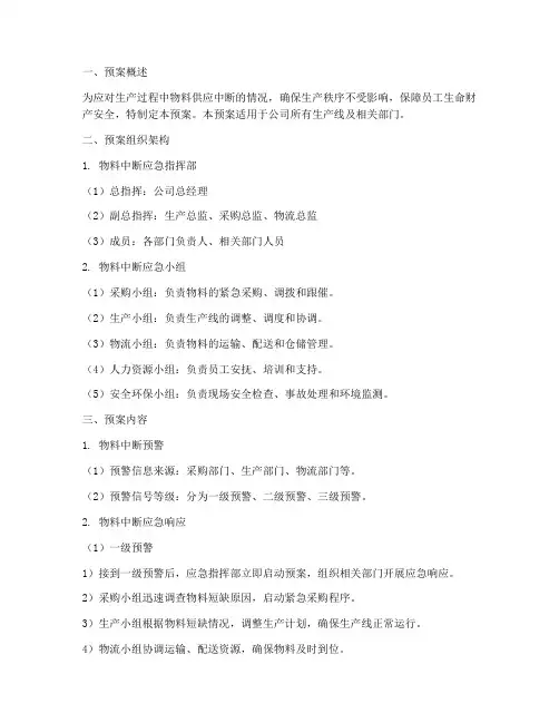 物料中断紧急预案范本