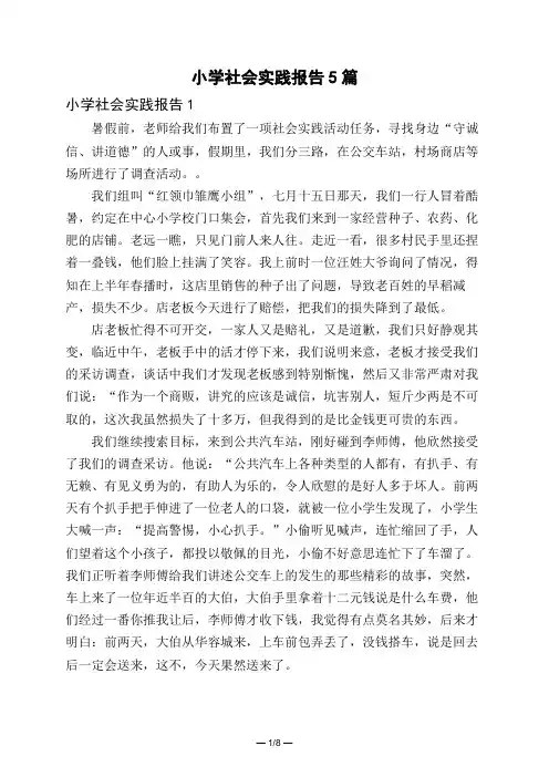 小学社会实践报告5篇