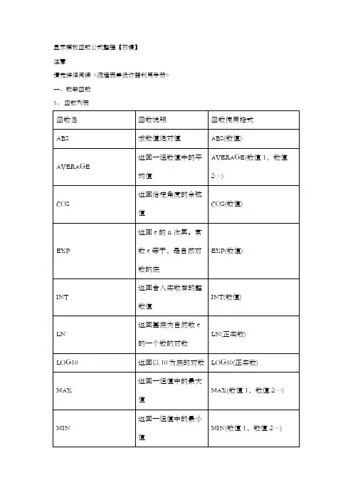 泛微E_COLOGY显示模板函数公式整理