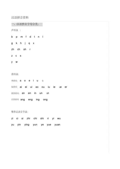汉语拼音资料整理(完善版).