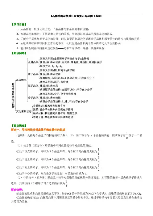 高中化学选修3之知识讲解_《晶体结构与性质》_基础-