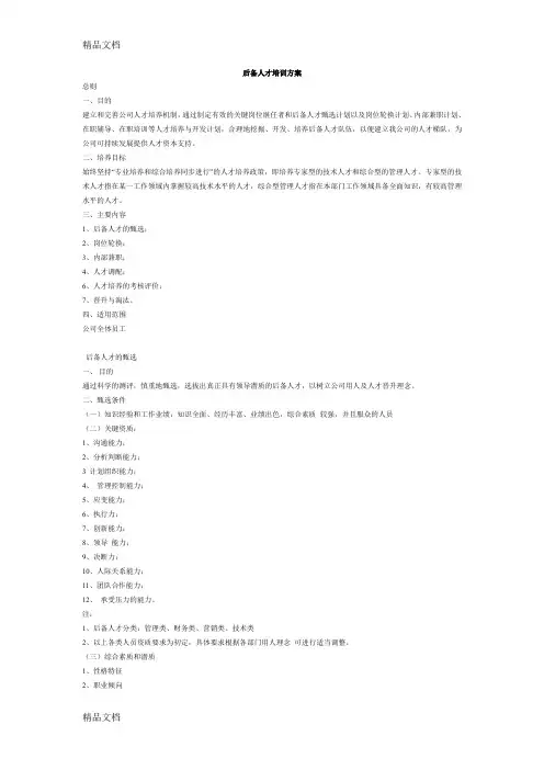 (整理)后备人才培训方案.