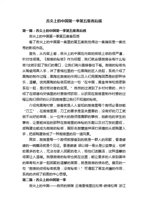 舌尖上的中国第一季第五集看后感