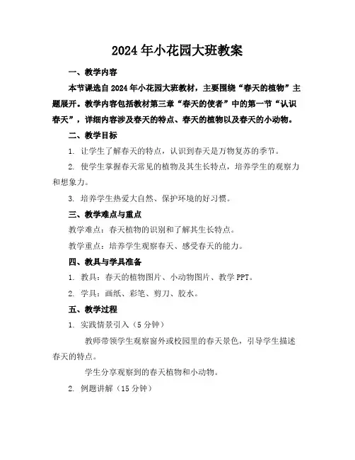 2024年小花园大班教案