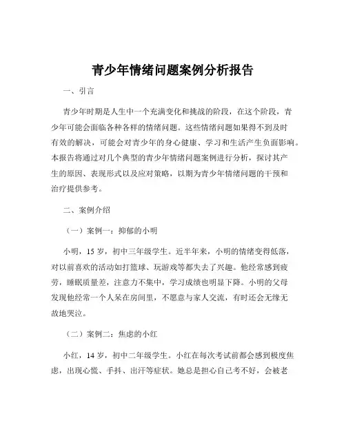 青少年情绪问题案例分析报告