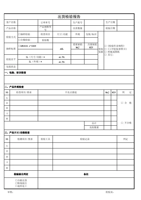出货检验报告